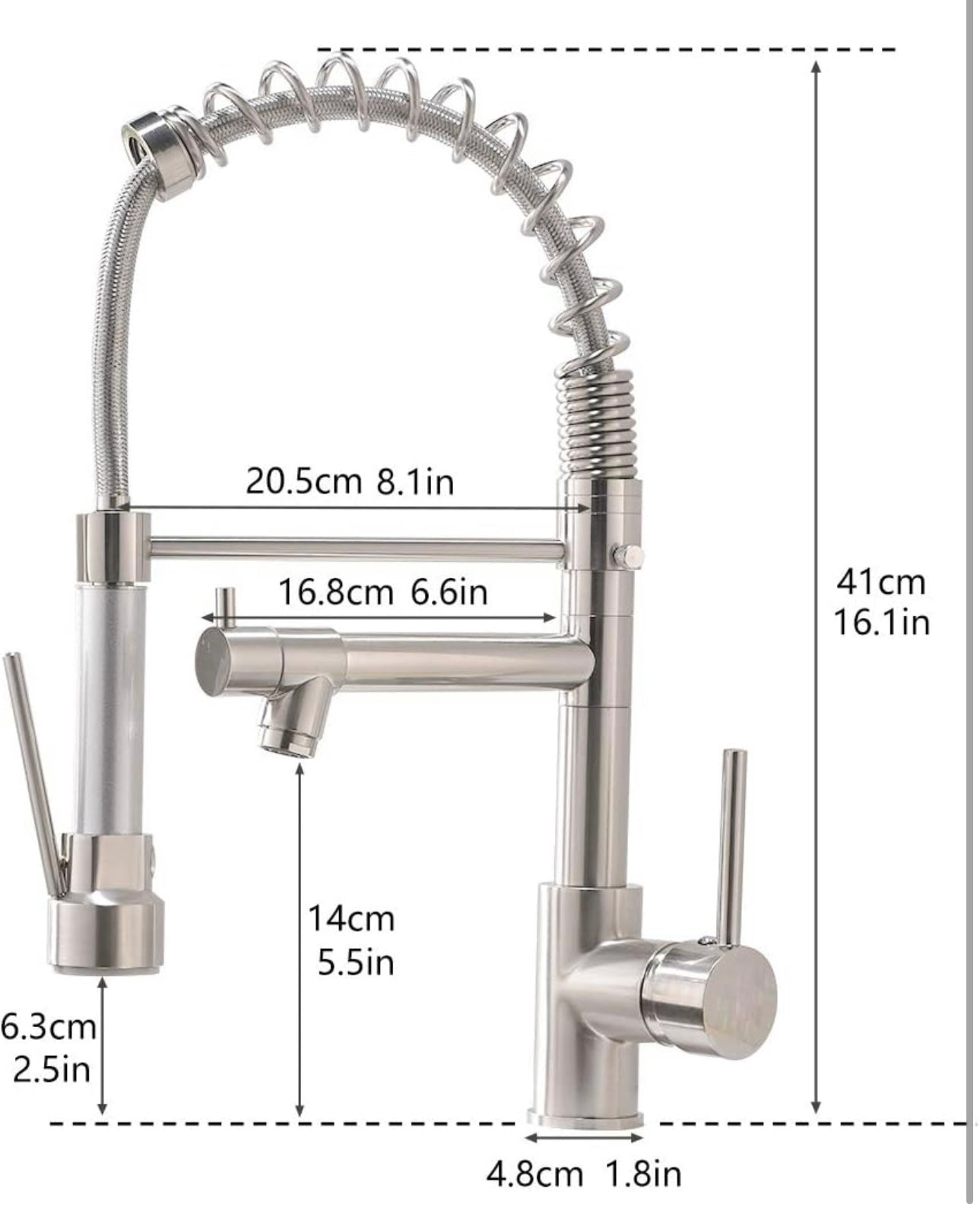 Contemporary Kitchen Sink Faucet,Single Handle Stainless Steel Kitchen Faucets with Pull Down Sprayer,Brushed Nickel