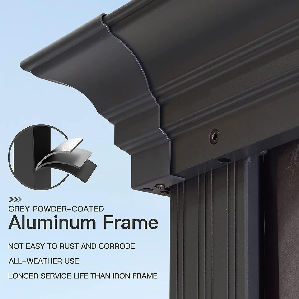 10x12 ft PURPLE LEAF Patio Gazebo for Backyard Grey Hardtop Galvanized Steel Roof Awning with Upgrade Curtain