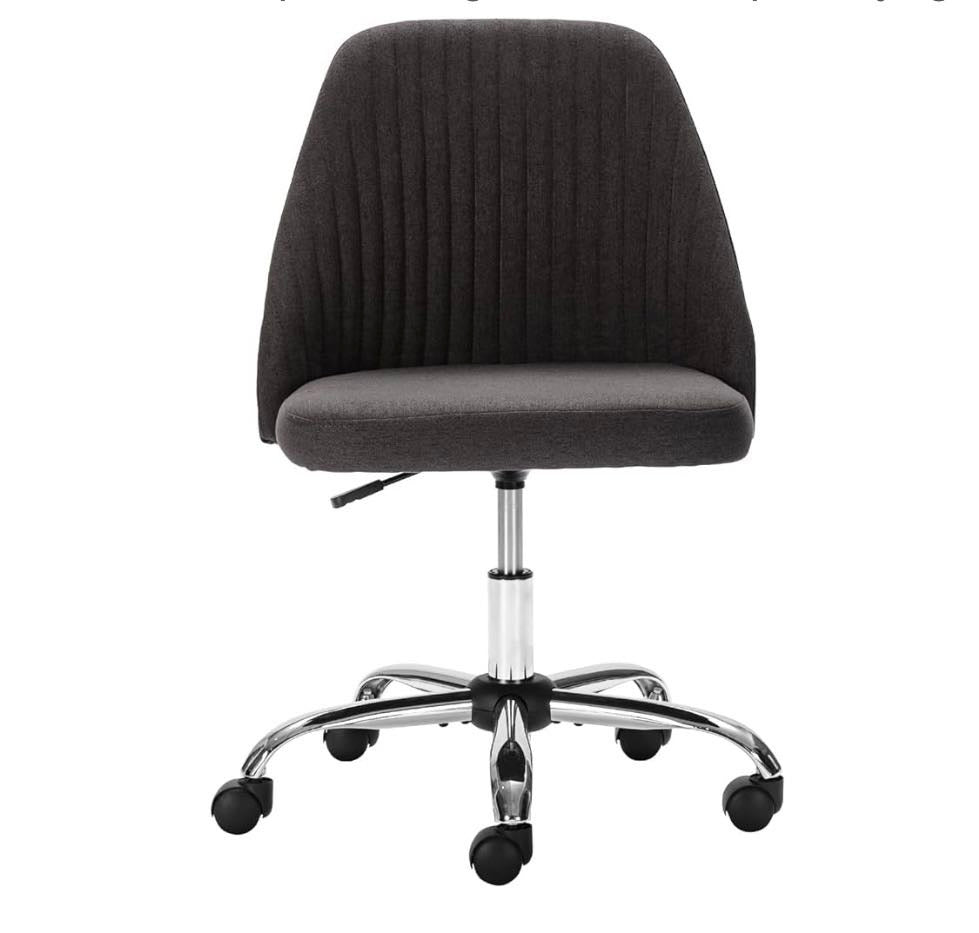 Home Office Chair, Mid-Back Armless Twill Fabric Adjustable Swivel.