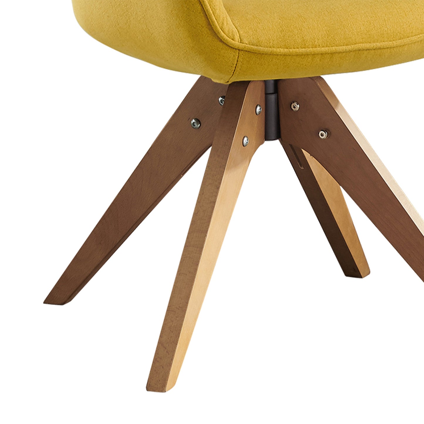 Set of 4 Mid Century Modern Fabric Upholstered Swivel Dining Room Chair with Wood Legs, Leisure Side Chair with Arms for Living Room, Yellow