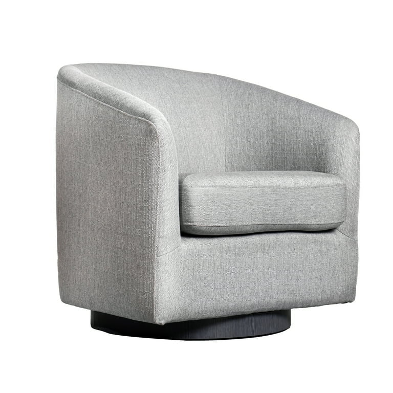 360 Degree Swivel Club Style Barrel Accent Chair with Sloped Armrests in Fabric Upholstery
