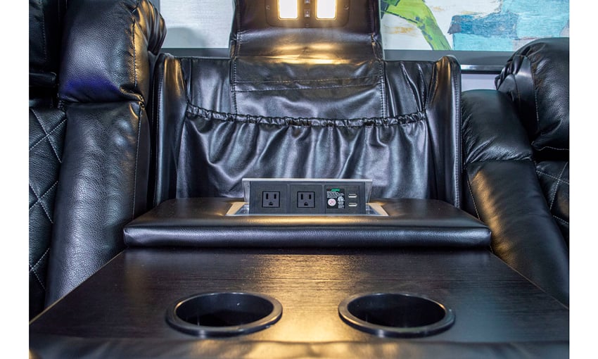 Omega Black Leather Power Reclining Sofa