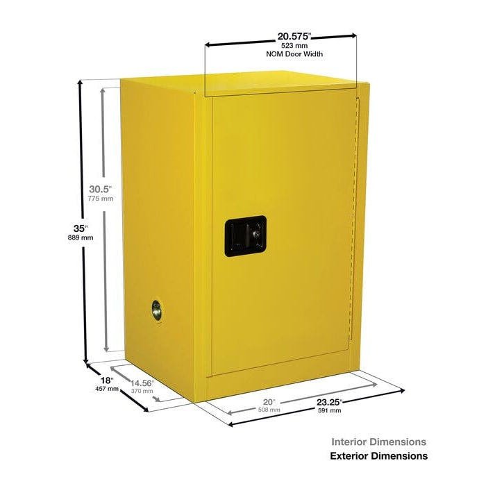 FM-approved. 12 Gallon, 1 Shelf, 1 Door, Self-Close, Hazardous Material Cabinet, ChemCor® Compac, Royal Blue