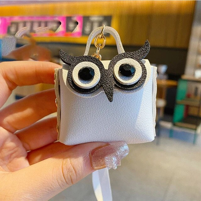 Fashion Leather Owl Keychain Coin Purse Metal Cartoon Owl Keychains All-Match Decortoy Ornaments Juguetes