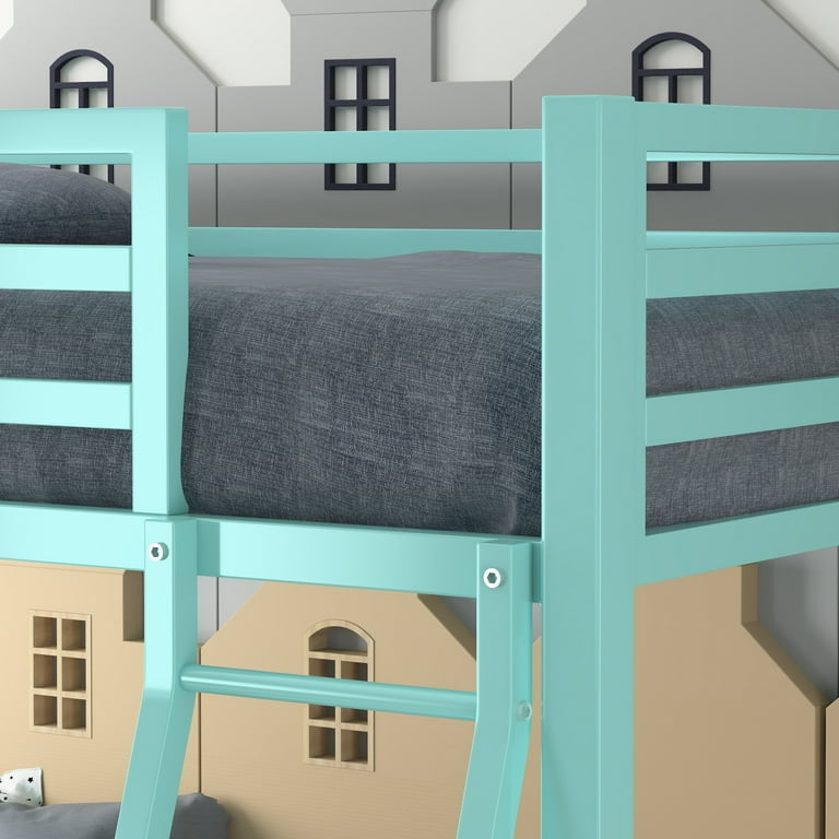 Twin-Over-Twin Bunk Beds with Heavy Duty Metal Frame and Ladder, Apple Green.(Excluding Mattress)