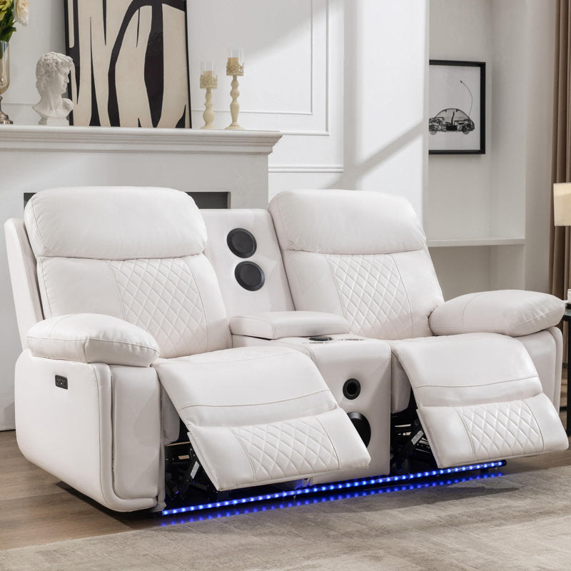 2PCS Power Recliner Sofa Sets with Bass Speaker,Wireless Charger LED Light,USB Port