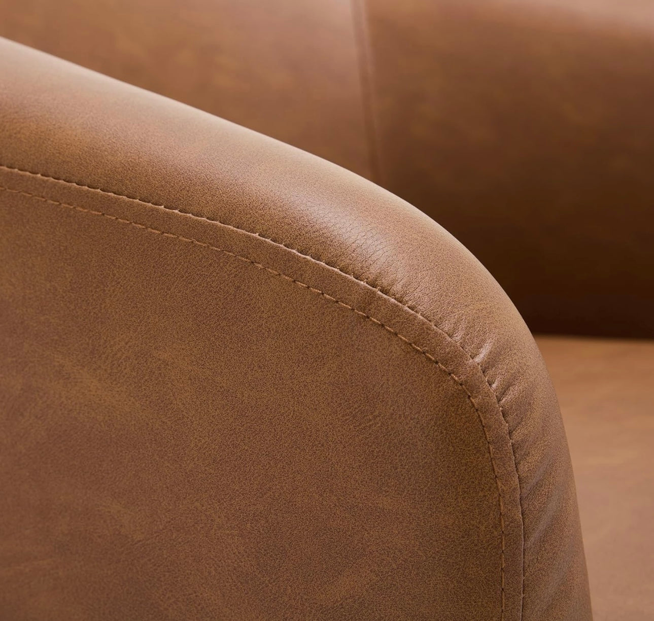 360° Swivel Barrel Accent Chair Armchair, PU Leather Round Club Arm Chair for Lving Room, Modern Upholstered Small Bedroom Single Sofa Seat - Brown