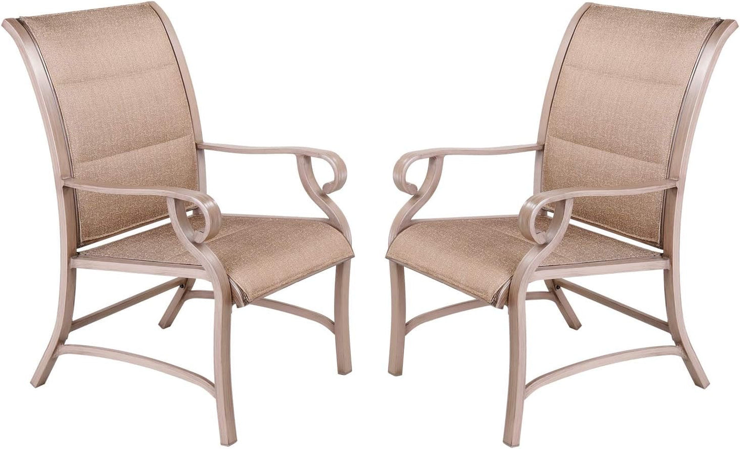 Champagne Gold 4-Piece Cast Aluminum Patio Rectangle Outdoor Dining Set with Love Seat for Garden, Yard
