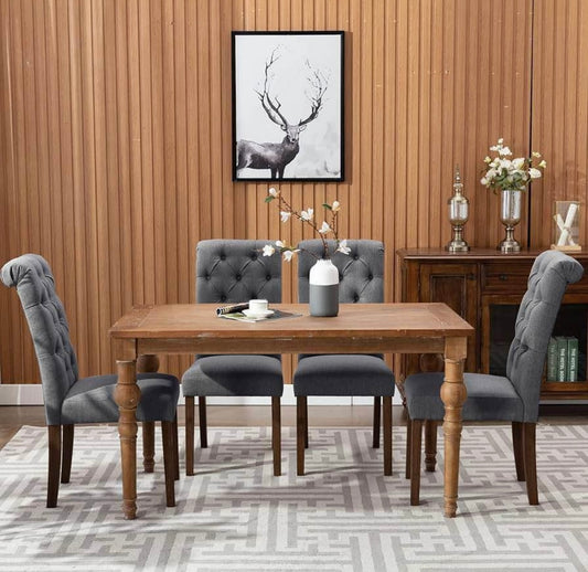 Tufted Button Dining Chairs,Fabric Upholstered Accent Parsons Dining Chairs. DK Gray