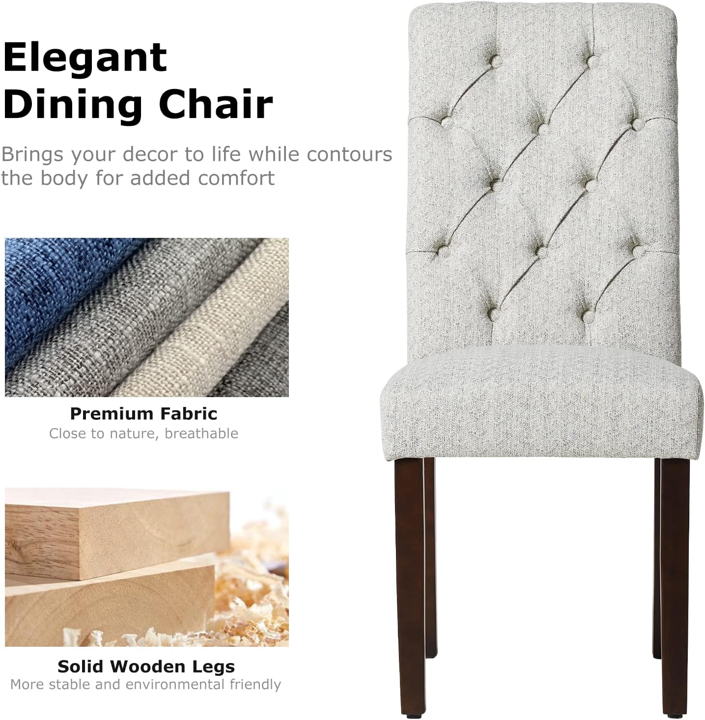 ufted Dining Chairs Set of 2, Accent Parsons Diner Chairs Upholstered Fabric Dining Room Chairs Side Chair Stylish Kitchen Chairs with Solid Wood...