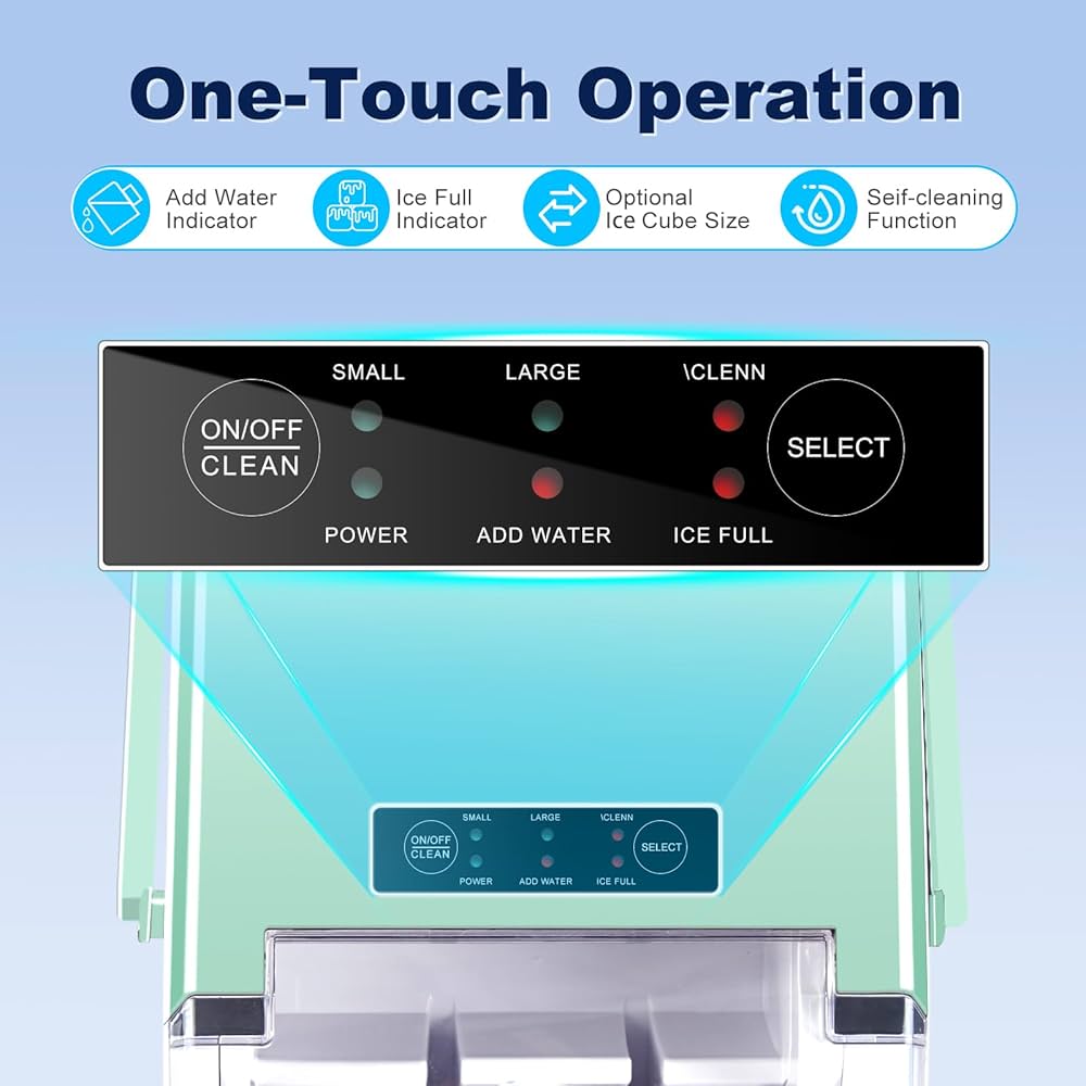 Ice Makers Countertop, Portable Ice Machine with Carry Handle, 2 Sizes of Icecube for Home Kitchen Bar Party Camping