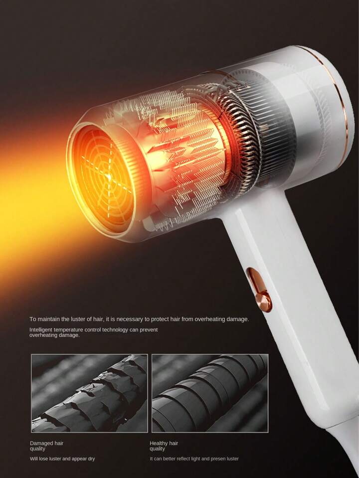 Hair Dryer Hot / Cold Air Hairdryer With Collecting Nozzle Blue Light Anion Blow Dryer For Home Travel Hotel Lightweight