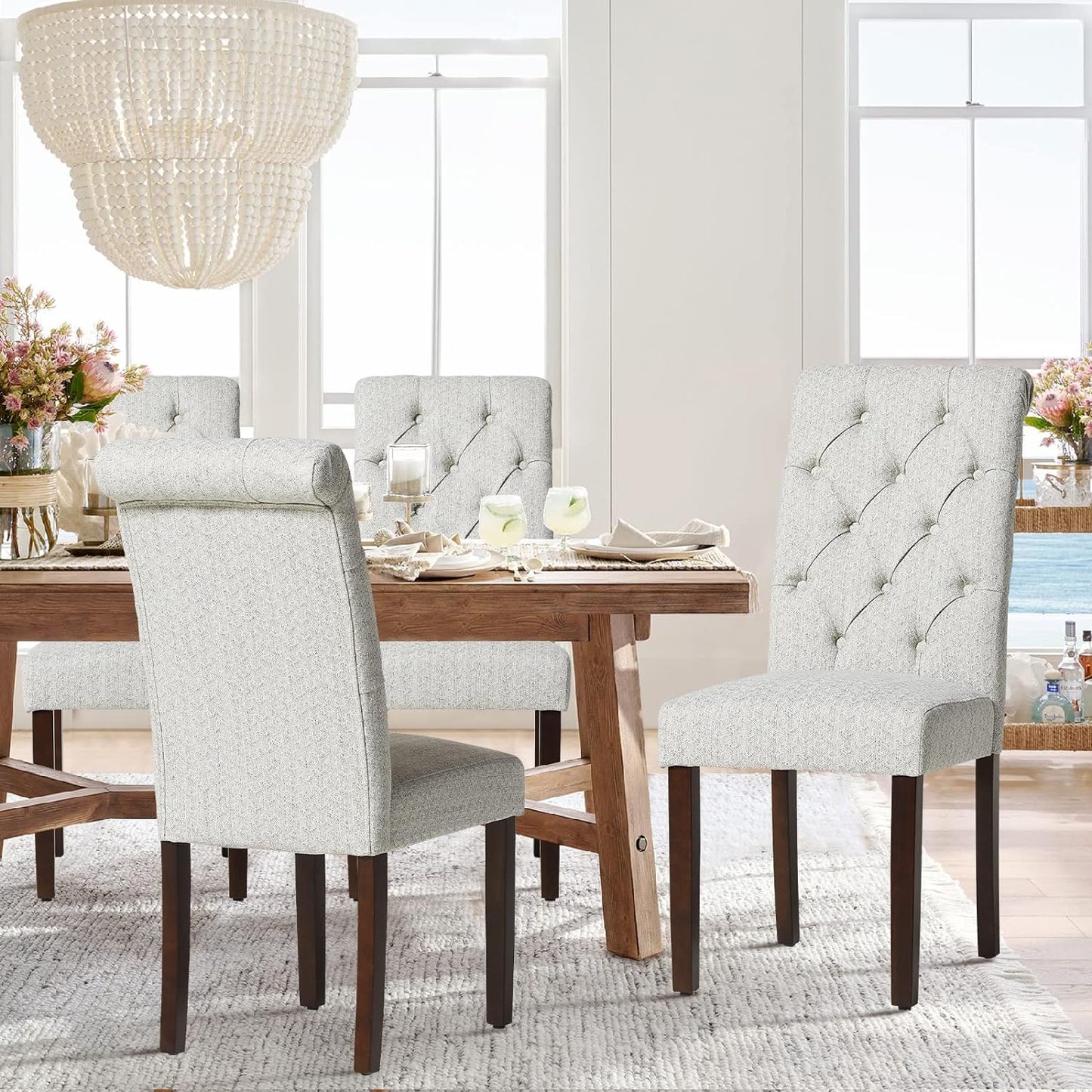 ufted Dining Chairs Set of 2, Accent Parsons Diner Chairs Upholstered Fabric Dining Room Chairs Side Chair Stylish Kitchen Chairs with Solid Wood...