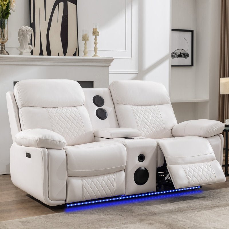 2PCS Power Recliner Sofa Sets with Bass Speaker,Wireless Charger LED Light,USB Port