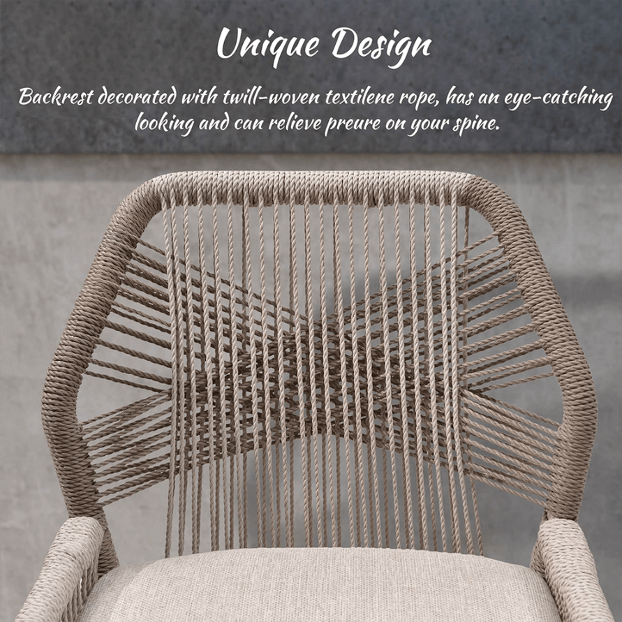 PURPLE LEAF 2 Set Outdoor Bar Stool Chair Set, Modern Counter Height Stool, Cushion Included.DK Grey.24.8”
