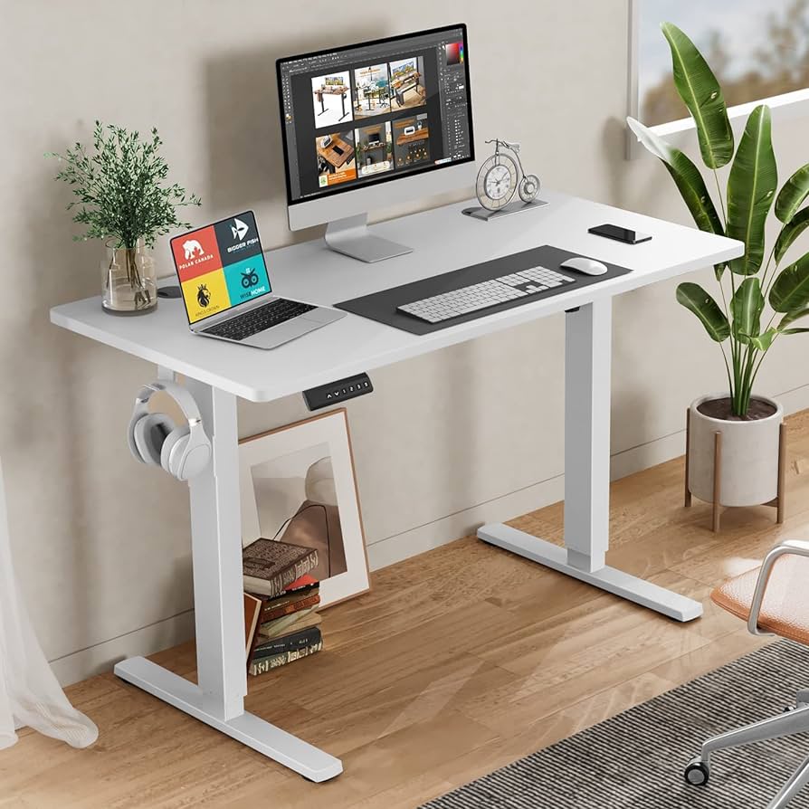 63x24inches Electric Standing Desk with Splice Board,Ergonomic Height Adjustabley. White