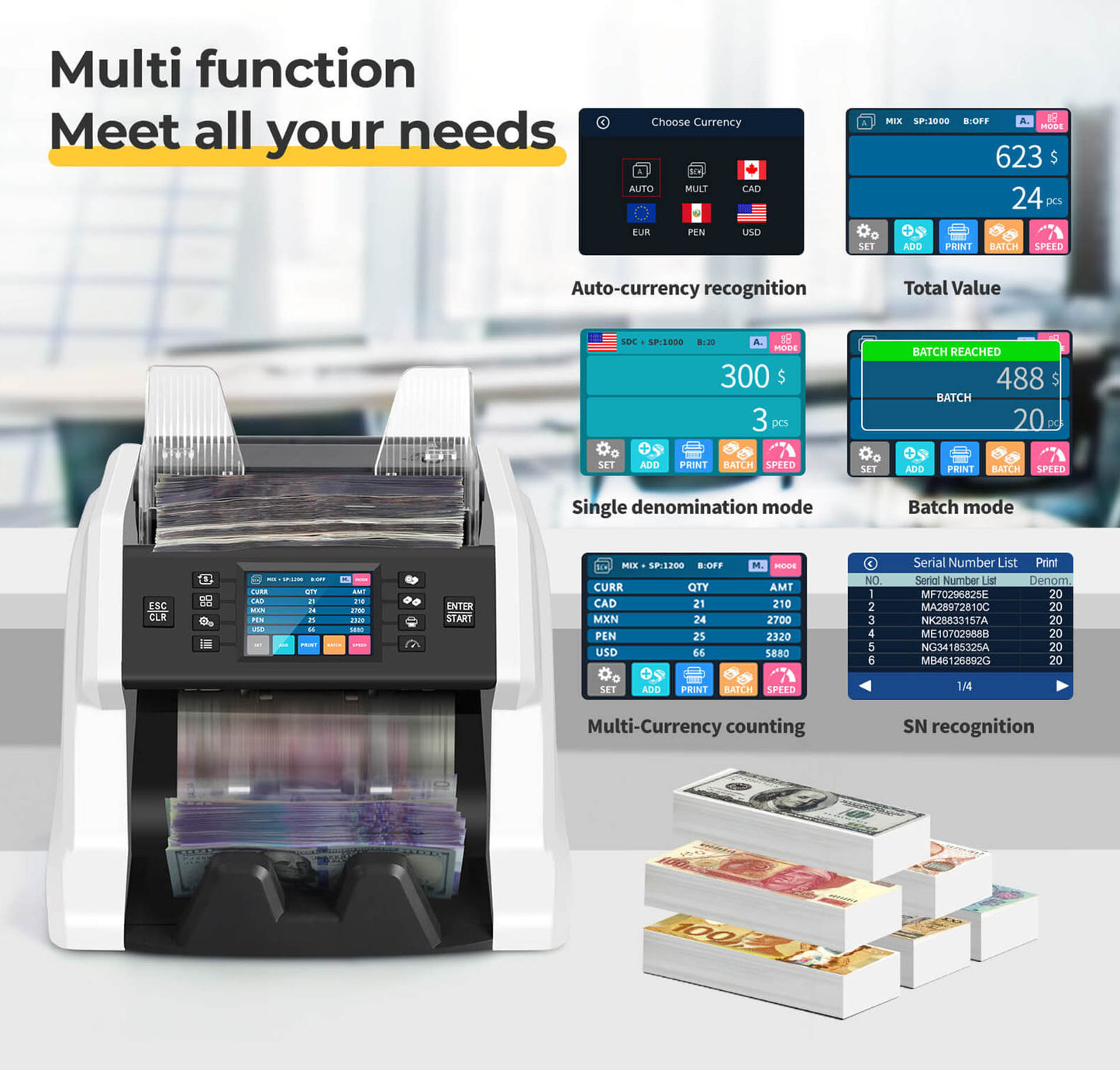 BANK GRADE MIXED MONEY COUNTER BC-55