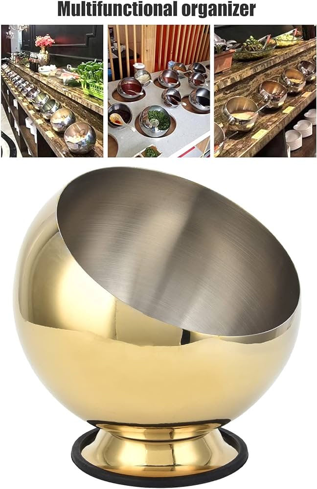 Seasoning Bowl, Beveled Mouth Seasoning Bowl with Base Stainless Steel Seasoning Container Hot Pot Oblique Bowl for Hot Pot Restaurant(M)
