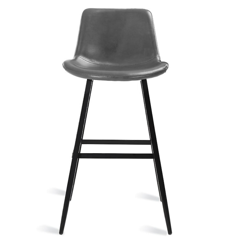 4 PCS Set Dark Gray 30-in H Bar height Upholstered Metal Bar Stool with Back