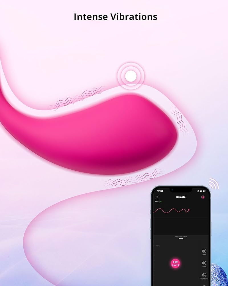 Lush 3 Vibrator, Mini Wearable Bullet Vibrator for Women, Small Egg Shape Remote Control Vibrating Ball Adult Sex Toys with Bluetooth Stimulator Dildo, Pink