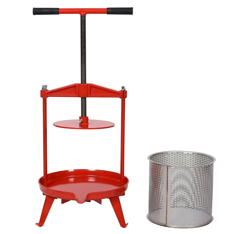 Fruit and Wine Press, 3.69Gallon/14L Stainless Steel Fruit Wine Cider Press, Heavy-duty Cross-beam VFruit and Wine Press, 3.69Gallon/14L Stainless Steel Fruit Wine Cider Press, Heavy-duty Cross-beam Vintage traditional juicer for Outdoor, Kitchen and Home