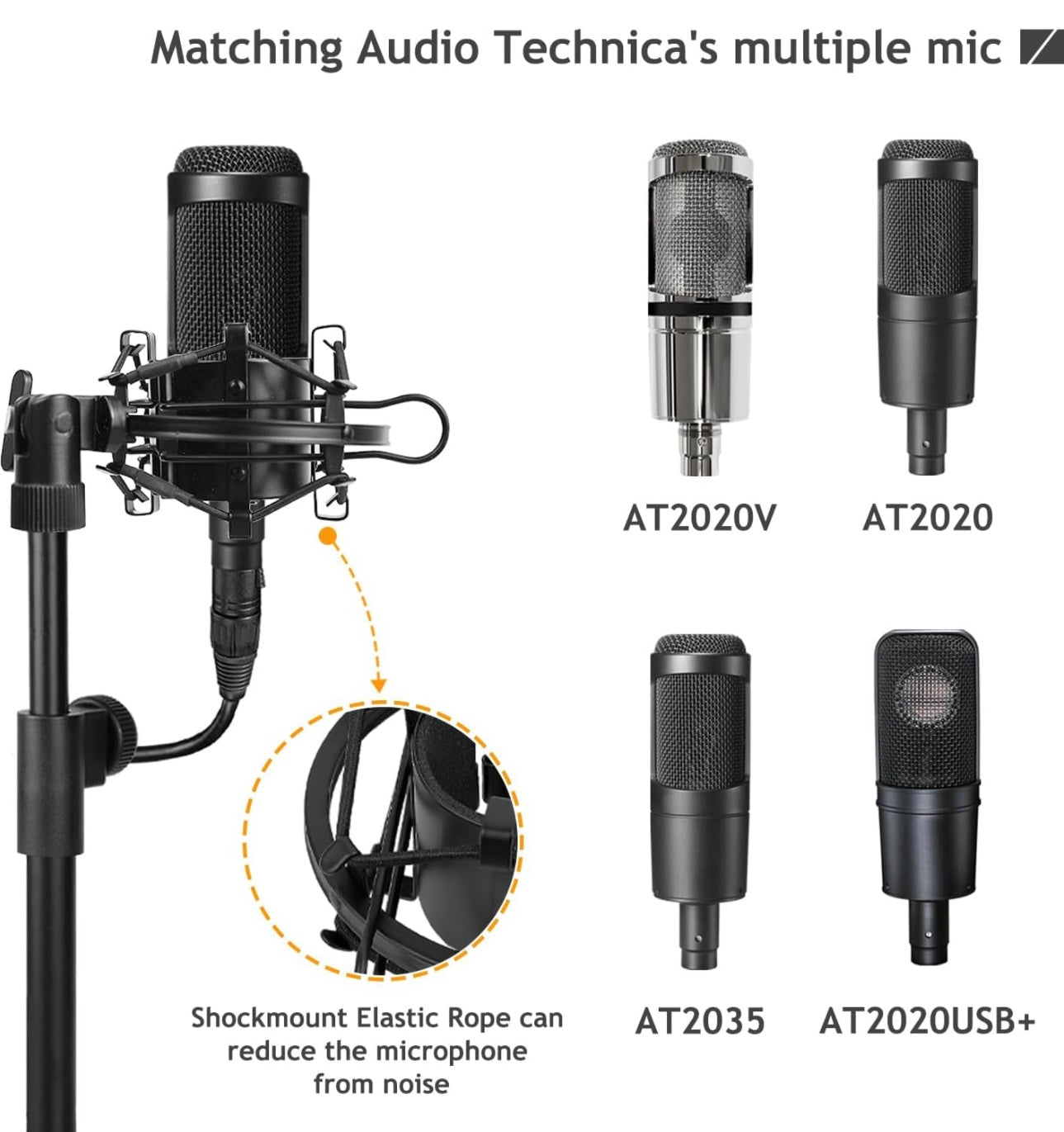Desktop Microphone Stand, Adjustable Desk Mic Stand wtih Shock Mount for Audio Technica AT2020 AT2020USB+ AT2035 ATR2500 Condenser Studio Microphone by Frgyee