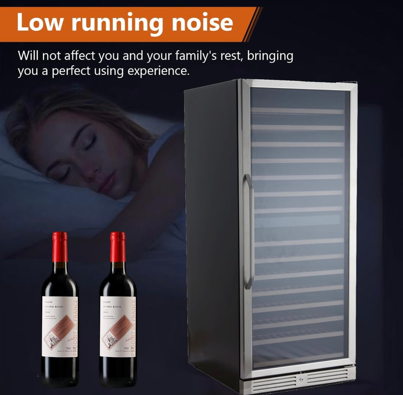 160 Bottle Wine Cooler Refrigerator, 24โ Dual Zone Seamless Stainless Steel Built-in Freestanding Wine Fridge, Double-Layer Tempered G lass Door with Lock, Under Counter Wine Cellar