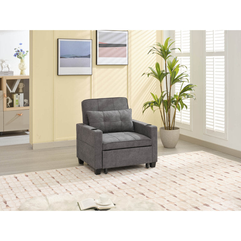 Futon Chair Bed: 3-in-1 Convertible Sleeper Chair With Usb Ports, Wear-resistant And Anti-scratch (dark Grey)