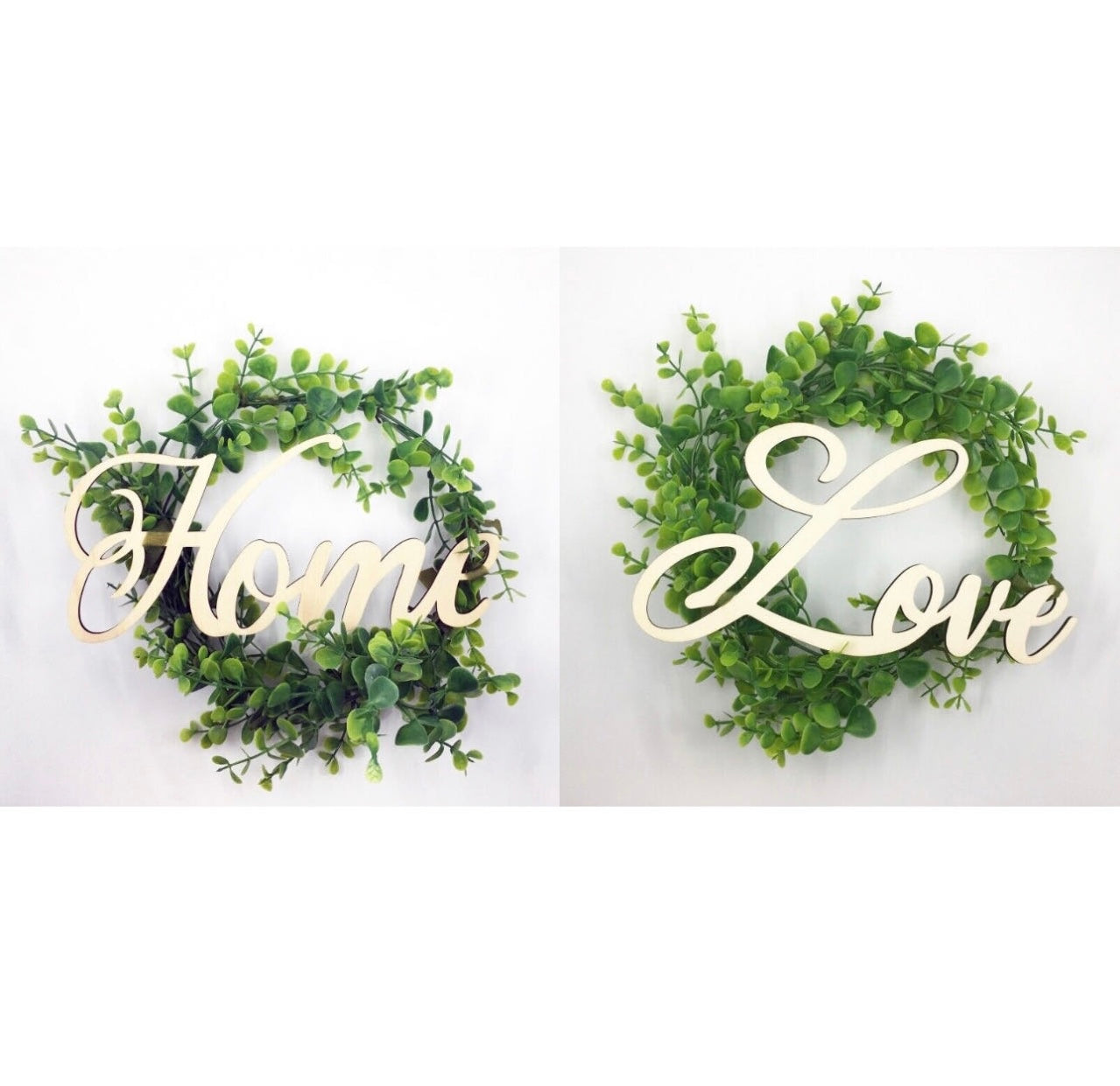 2 Pack DIY Artificial Boxwood Wreath with Sign for Home Wedding Party Decoration