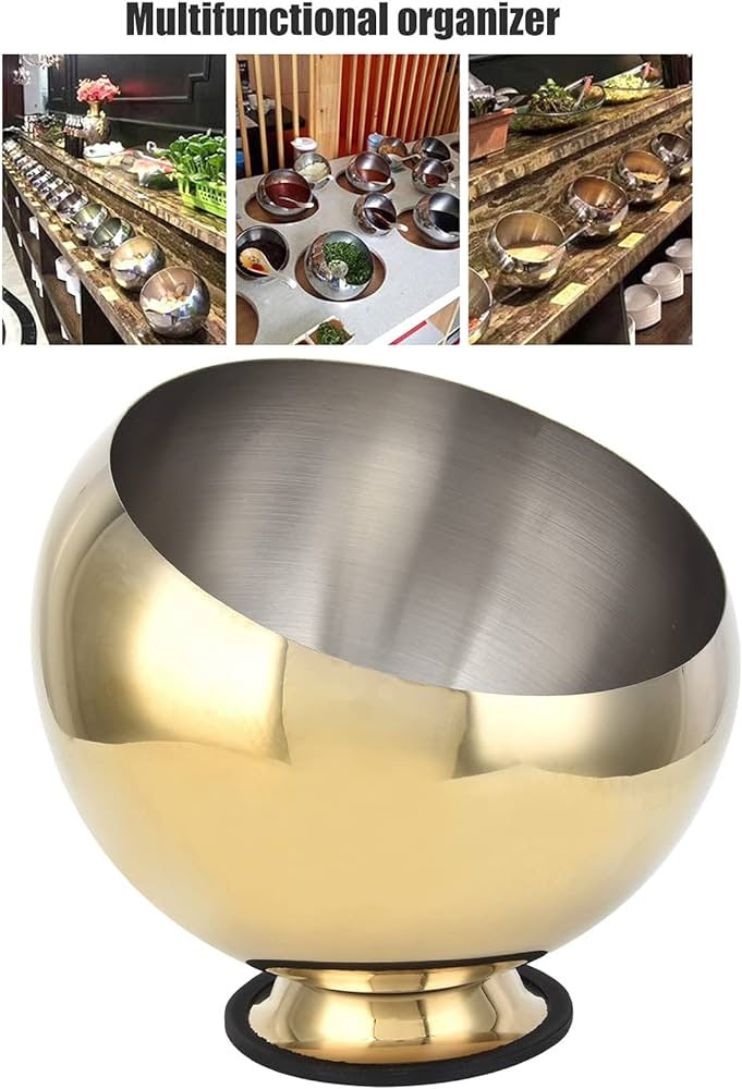 Seasoning Bowl, Beveled Mouth Seasoning Bowl with Base Stainless Steel Seasoning Container Hot Pot Oblique Bowl for Hot Pot Restaurant(M)