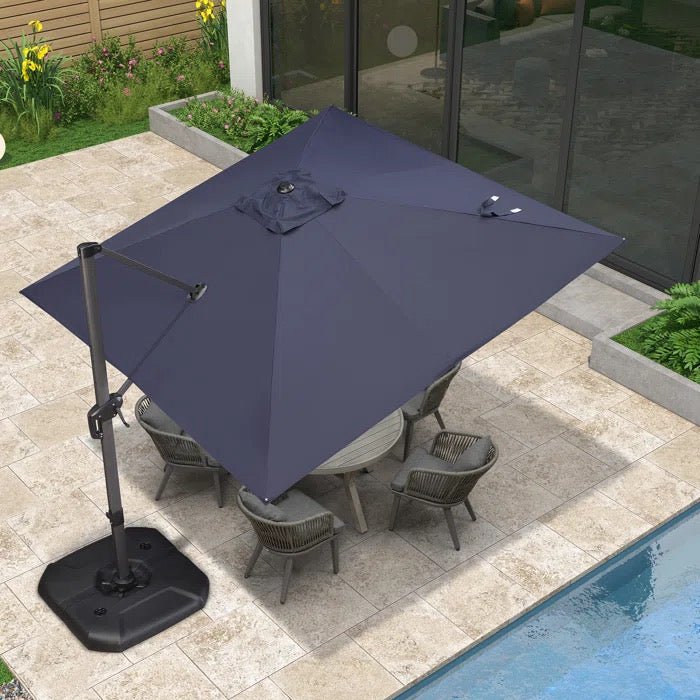 PURPLE LEAF 10x10 Ft Patio Umbrella Outdoor Cantilever Square Umbrella Aluminum Offset Umbrella with 360-degree Rotation for Garden Deck Pool Patio, Dark Blue