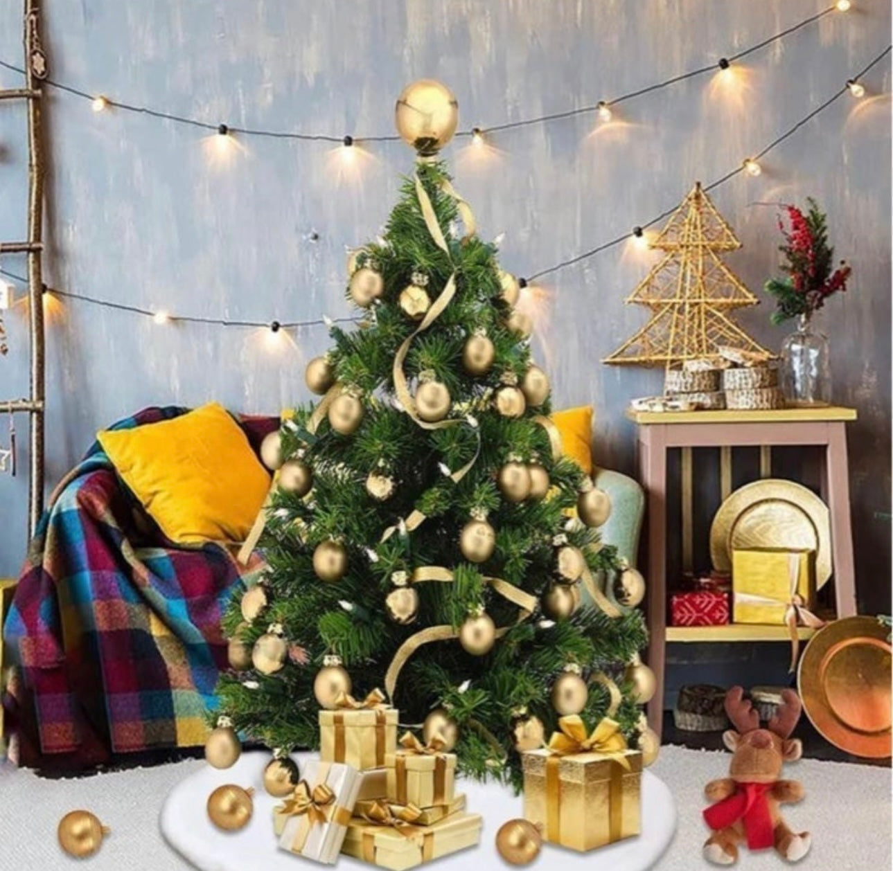 Christmas Tree Skirt 48 inch Large Snowy White Luxury Faux Fur Holiday Party