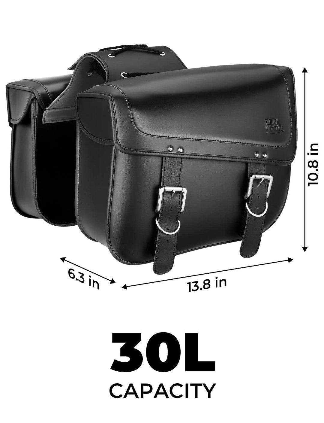 Motorcycles 30L Large Capacity PU Leather Saddle Bags. Set of 2