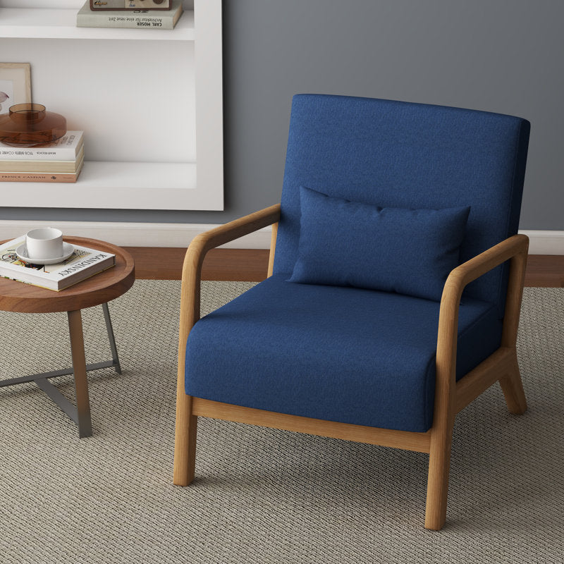 Wide Armchair Accent Wood Leg Chair