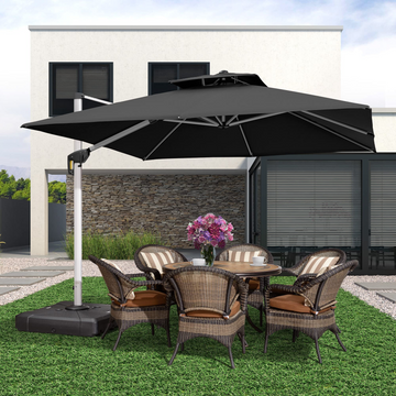 PURPLE LEAF Double Top 360 Degree Rotation 11 ft Square Patio Double Roof Classic Umbrella