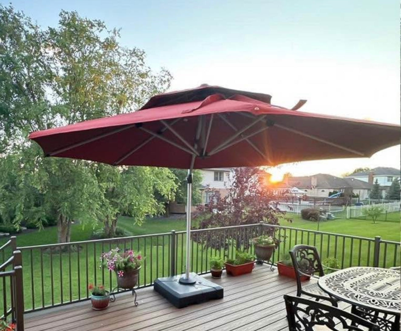 10’ Purple Leaf Round Cantilever Patio Umbrella Brick Red(base not included)