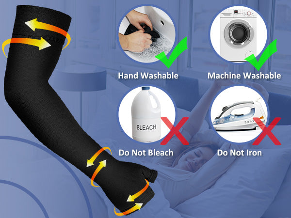 Lymphedema Medical Compression Arm Sleeve with Gauntlet for Men & Women (Single), 20-30 mmHg Full Arm Support with Dot Silicone Band, Graduated Compression Arm Brace for Swelling, Arthritis