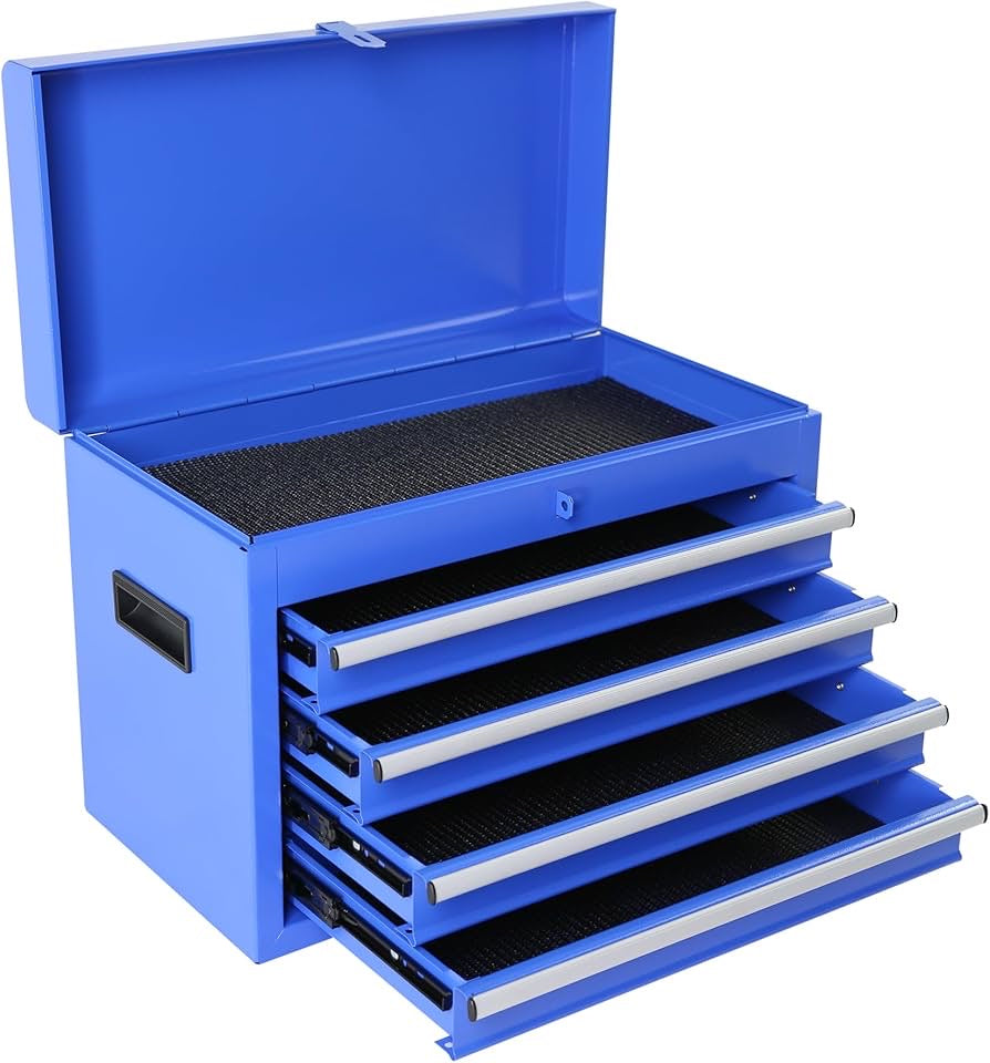 Blue Rolling Tool Chest, 5-Drawer Rolling Tool Storage Cabinet with Detachable Top Tool Box for Garage Workshop, Anti-Slip Liner, 2 Lockable Wheels, Adjustable Shelf, Locking Mechanism