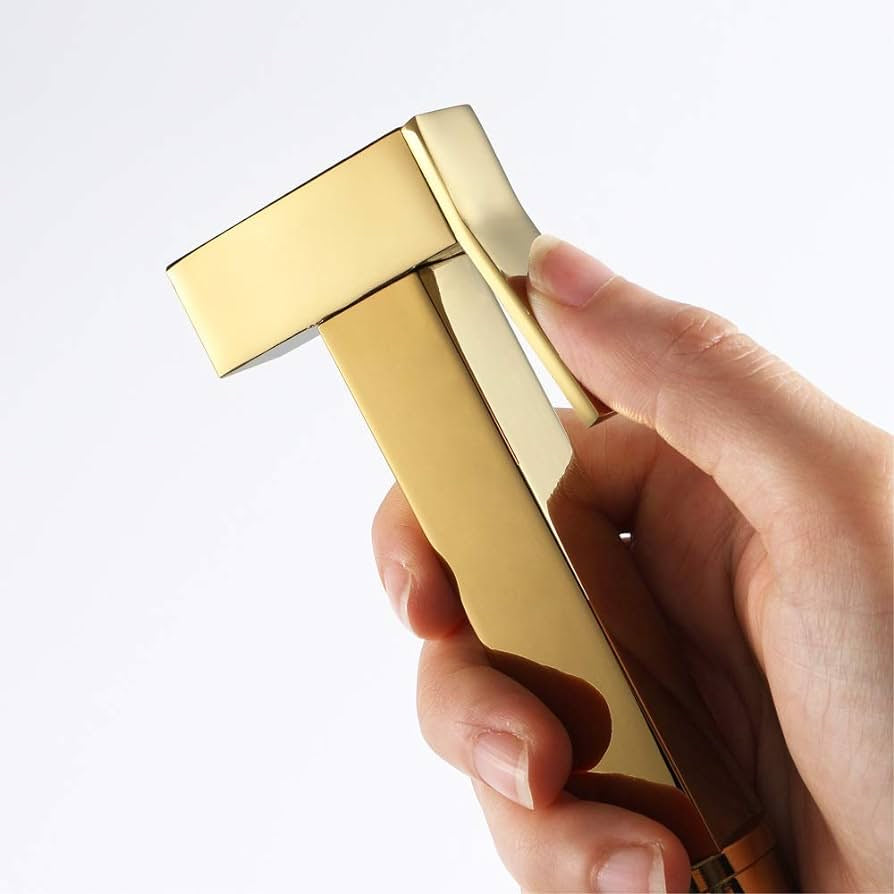 High Pressure Handheld Bidet Sprayer Square Toilet Sprayer Brass Bathroom Washroom Accessories, G 1/2 Interface,Black (Color : Gold)