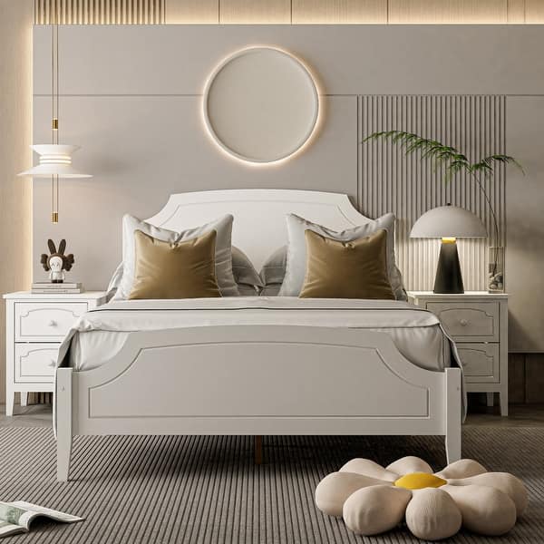 Roman Style Solid Wood Platform Bed,No Box Spring Needed