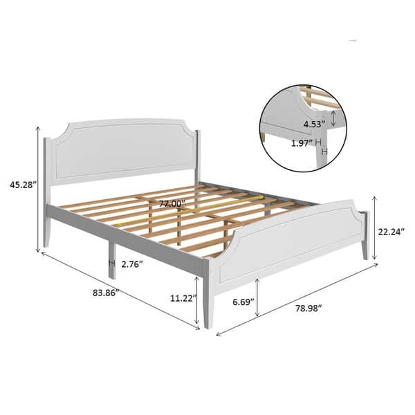 Roman Style Solid Wood Platform Bed,No Box Spring Needed