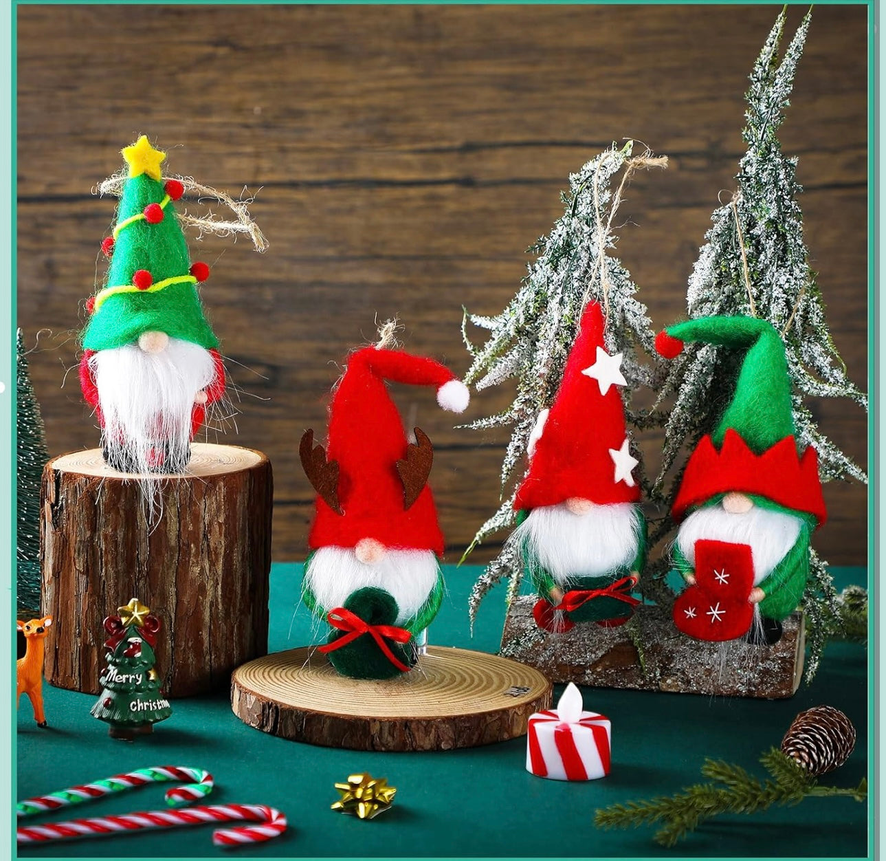 Preboun 4 Pack Christmas Needle Felting Kit Gnome Needle Felting Starter Kit with Basic Felt Tools for Beginners, Adult DIY Wool Needle Felting Supplies with Instructions Xmas Festival Crafts Gift