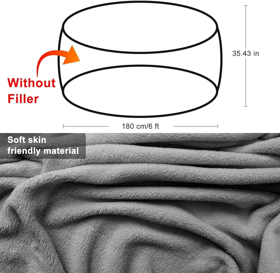 Bean Bag Chair Cover(it was only a Cover, not a Full Bean Bag) Chair Cushion, Big Round Soft Fluffy PV Velvet Sofa Bed Cover, Living Room Furniture, Lazy Sofa Bed Cover,6ft Snow Gray