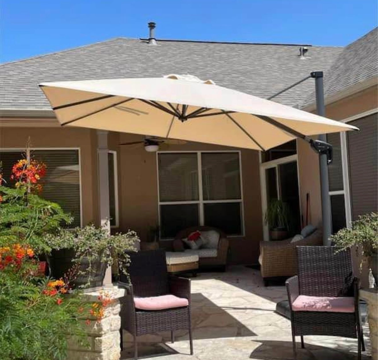 9 x 9 Purple Leaf Cantilever Patio Umbrella(base and crossbar not included)