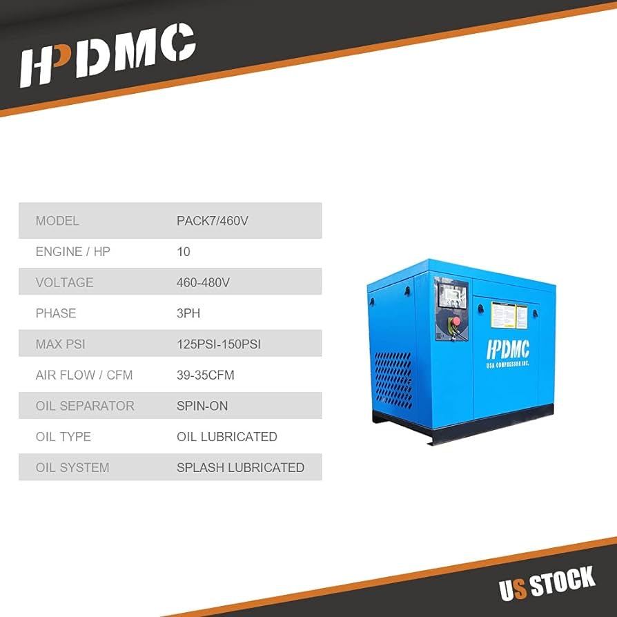 39CFM 125PSI ROTARY SCREW AIR COMPRESSOR 10HP