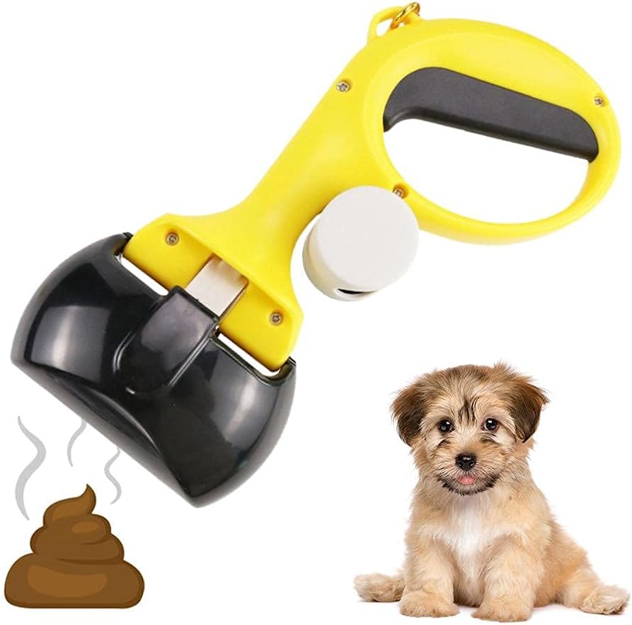 Pet Toilet Picker Portable Dog Poop Toilet Picker with Garbage Bag Pet Toilet Clip Outdoor Portable Garbage Cleaner Tool Dog Poop With Spring (Yellow)