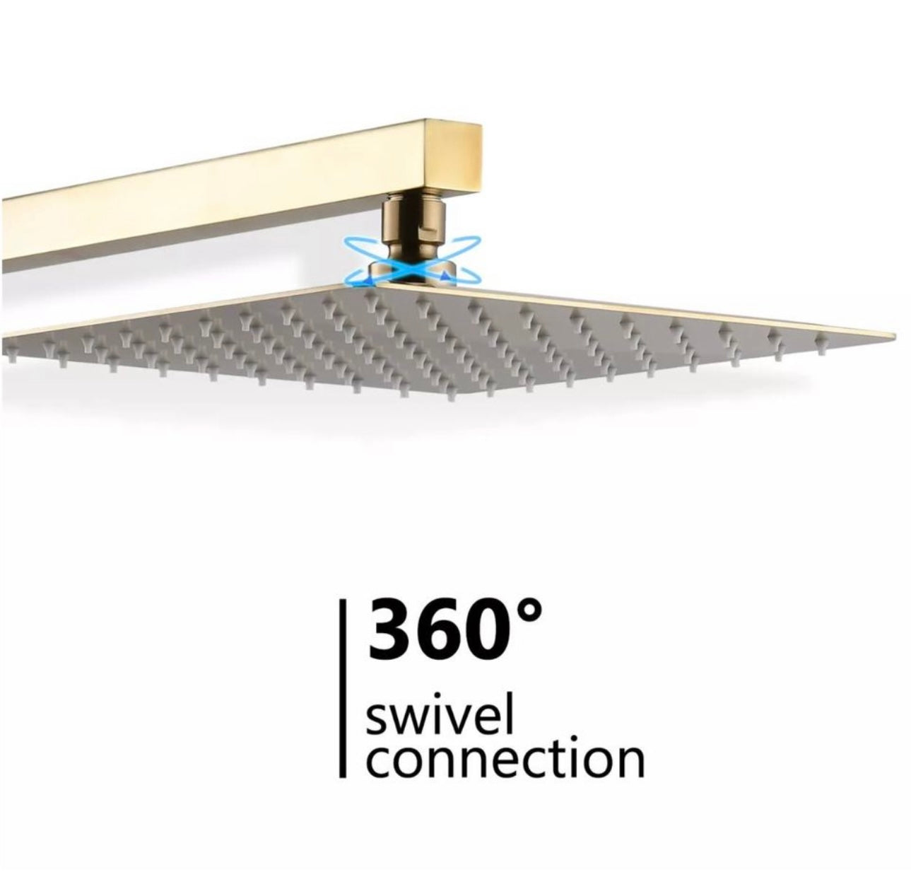 Champagne Bronze Shower System 12inch Brushed Gold Faucet Mixer Trim Kit (Valve Included)