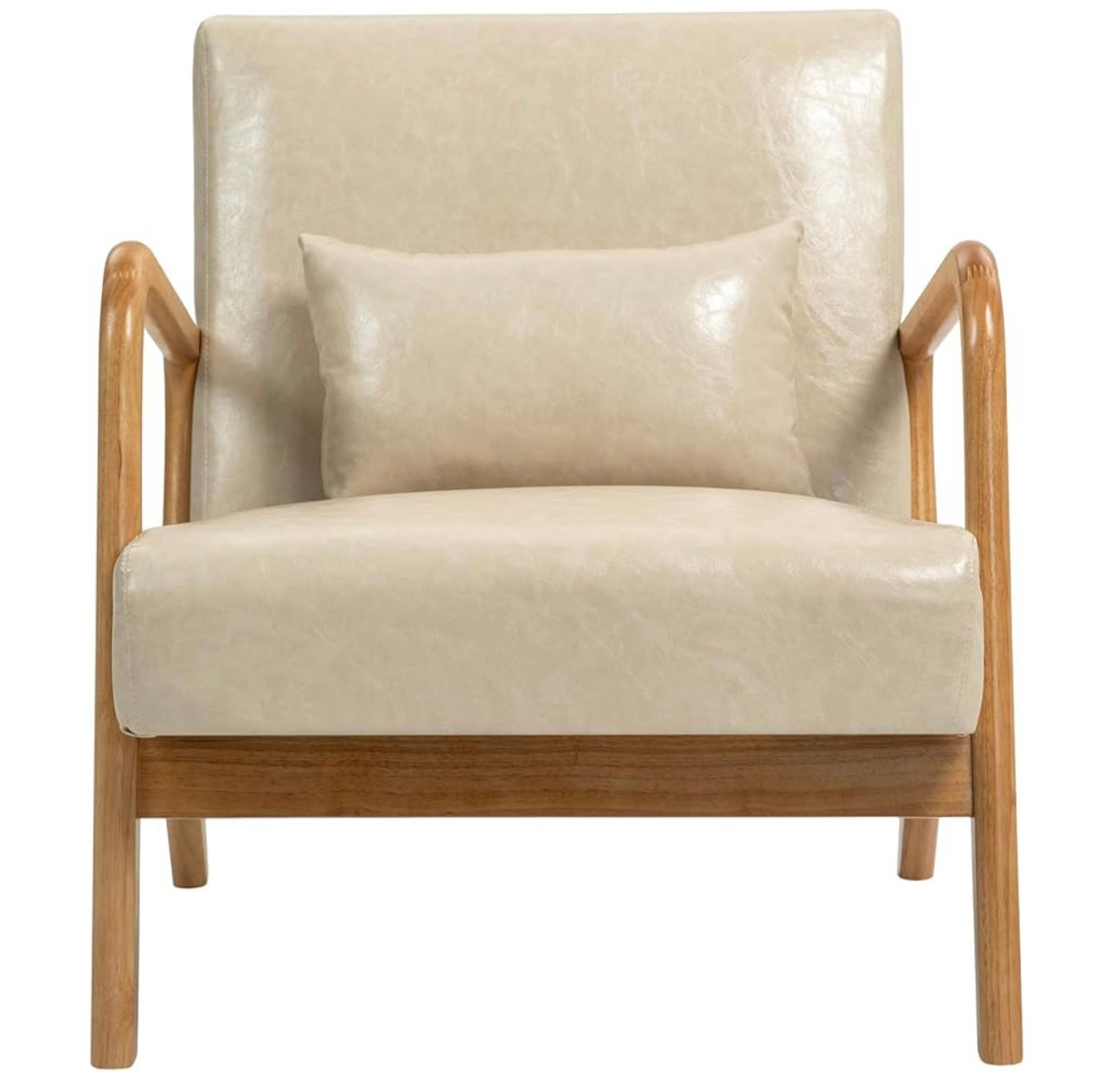 Modern Coffee Faux Leather Wood Frame Upholstered Accent Arm Chair (Set of 1)