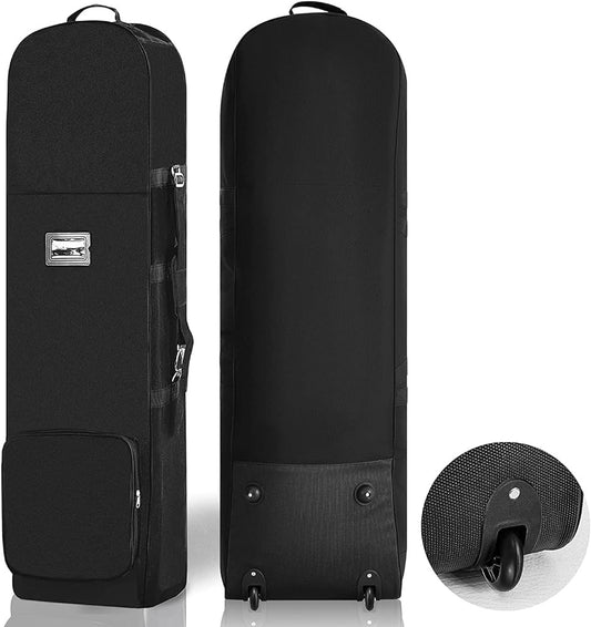 Padded Golf Travel Bags with Wheels, 900D Heavy Duty Oxford Wear-Resistant, Soft Sided Foldable Golf Club Travel Covers for Airlines, Golf Club Bag Protection, Extra Storage Pocket
