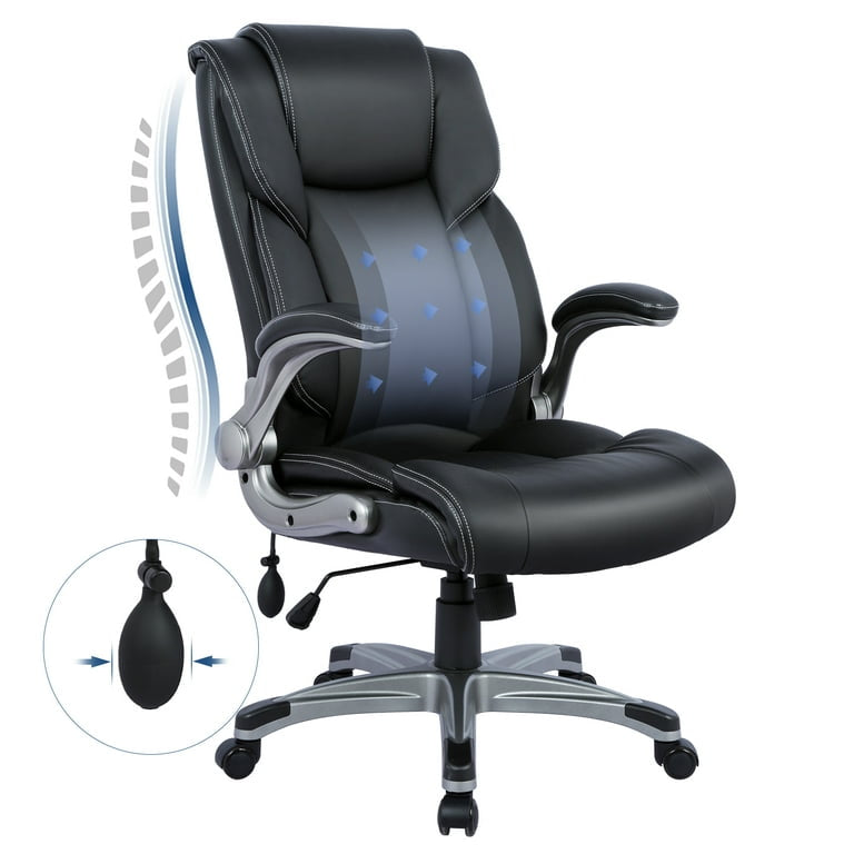 Big Bonded Leather Black Office Ergonomic Executive Computer Chair for Adult